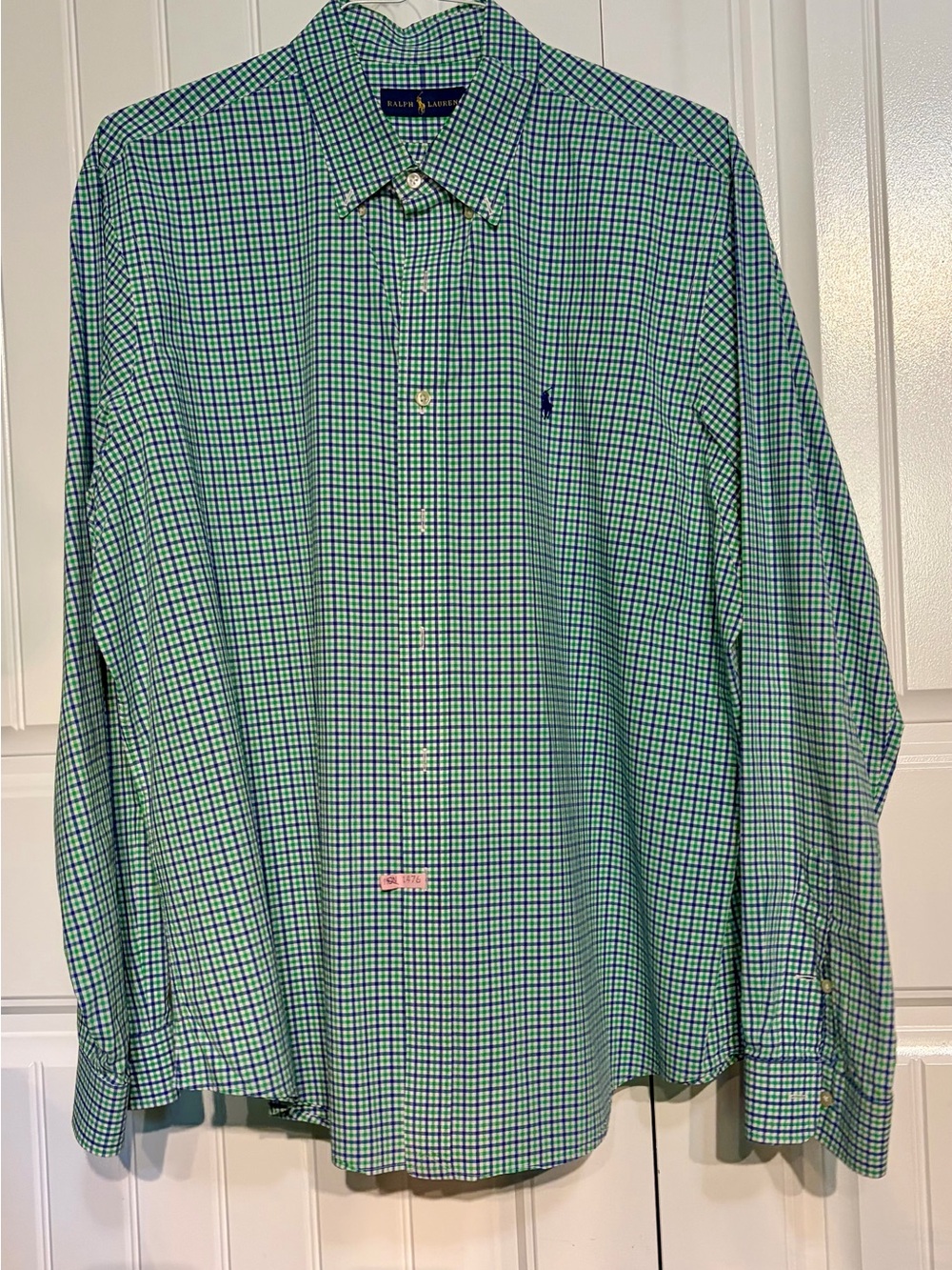 Ralph Lauren Green and Blue Gingham Button-Down Shirt